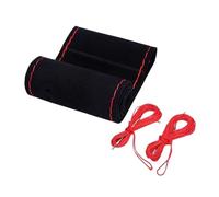 Wheel Protector Cover Suede Braided Car Steering Wheel Cover with Needle and Thread Kit Hand-Sewn Non-Slip Universal Fit 37-38cm