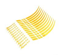 Wheel Rim Stripe Sticker Set for Motorcycles Reflective Material, Includes 12 Pieces for Size 18 21 Inches (Yellow)