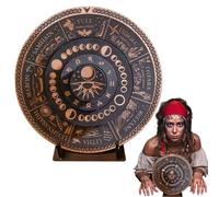 Wheel Sign 'Year - Round Calendar on Wooden Board, Astrological Runic Symbols, Decorative Wall Ornament | Basic Celestial Holiday Display Stand for Housewarming