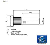 WHEEL STUD 2.65100 FOR VOLVO D12A340/D12D340/D12C340/D12D380/D12C380 12.1L 6cyl