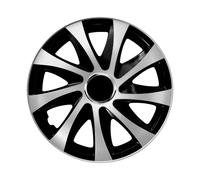 14" Wheel Trims Covers Extra Silver-Black Hub Caps 14 Inch Drift 4-Pcs Set