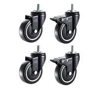 Wheel Universal Wheel with Brake Medium-Sized Bearing Wheel Industrial Caster Polyurethane Pulley Single Wheel Castors Casters(2 No Brake+2 Brake,3in)