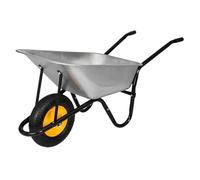 Wheelbarrow 100L Strong Single Wheel 16" 4.00-8 Pneumatic Tyre, Heavy Duty Galvanised Tray Hand Cart Trolley 150kg Capacity Home Garden Camping Festival TOUGH MASTER