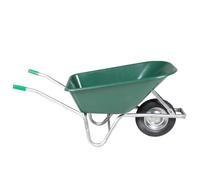 Wheelbarrow Green 90 L Capacity 150 kg Load Capacity Galvanised Steel Frame Plastic Tub Garden Wheelbarrow with Pneumatic Tyres for Gardening, Transport and Construction Sites