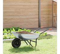 vidaXL Wheelbarrow Silver and Black 133 x 62.5 x 58 cm Steel