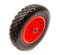 Wheelbarrow Wheel 3.50-8 14 Inch Solid PU Wheel & Tyre Puncture Proof Flat Free 16mm Bore 75mm Hub 14" 350-8, 3.50x8, 350x8 Wheel Barrow Cart Trolley Red 16mm Bore Maximum Load 120kg