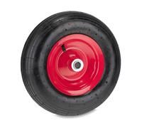 Relaxdays Wheelbarrow Tyre, 3.50-6, Pneumatic Spare Wheel, Steel Rim, with Valve, Supports up to 120 kg, Black/Red, Rubber, 3.5-6