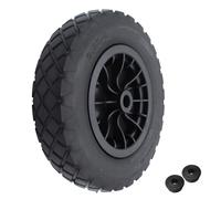 Wheelbarrow Wheel 36cm 14 inch Puncture Proof Flat-Free Replacement Solid Tyre, Plastic Hub - 25mm & 13mm Bore