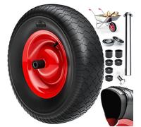 Gardebruk® Replacement Wheelbarrow Wheel | 15' With Pneumatic Tyre | 2 Fabric Inserts | 4.80/4.00-8 | 390mm Diameter 95mm Wide | 200kg Capacity | Spare Tyre | Red Black
