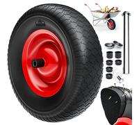 GARDEBRUK® Wheelbarrow Wheel Replacement | 15' Solid PU Rubber Tyre | Puncture-Proof | 4.80/4.00-8 | 390mm Diameter | 95mm Wide | 200kg Capacity | Red Black