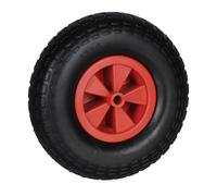 Relaxdays Wheelbarrow Wheel 4.00-6, Rubber Tyre with Plastic Rim, Puncture-Proof, up to 100 kg, Replacement, Black/Red, 4-6