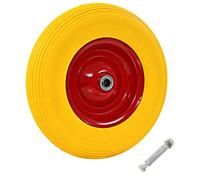 vidaXL Wheelbarrow Wheel with Axle Solid PU 4.00-8 390mm Trolley Dolly Tyre