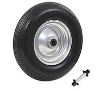 vidaXL Wheelbarrow Wheel with Axle Solid PU 4.00-8 390mm Trolley Dolly Tyre