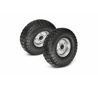 Wheelbarrow Wheels 2 Pack, Pneumatic Rubber Tyres with Galvanised Steel Rim, 25cm (10”) Diameter, 120kg Load Capacity, Anti-Slip Tread, 50mm Axle Bore, Heavy Duty Replacement Wheels