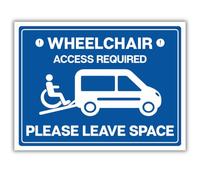 Wheelchair Access Sticker 20 x 15cm - Please Leave Space Car Sticker - Blue Disabled Access Notice for Vehicles, Vans & Mobility Cars - Water Resistant Glossy Vinyl, Highly Visible Accessibility Sign