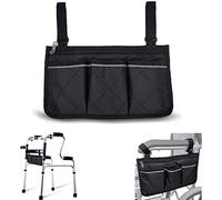 Wheelchair Armrest Bag Elderly Secure Mobility Aid Wheelchair Accessories Storage Pouch, Waterproof and Durable with Two Reflective Strips Fits Bed Rail Scooters Walker Power Wheelchair