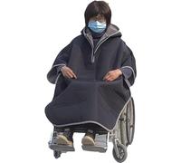 Wheelchair Blanket Winter Warm Cover, Wheelchair Poncho Wheelchair Cloak Windproof Wheelchair Cape Poncho with Hood, Fleece-Lined Thermal Blanket for The Aged Patient Leg and Whole Body Warmth
