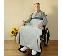 Wheelchair Blanket with Adjustable Anti-Slip Harness, Flannel Fleece Lining, Converts to Scarf & Poncho, Lightweight Warm Cover for Elderly & Adult Daily Care,Khaki