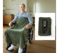 Wheelchair Blanket with Harness, Lightweight Winter Blanket with Flannel Lining, Adjustable Anti-Slip, Convertible to Scarf/Poncho, for Elderly & Adults Daily Care,Green
