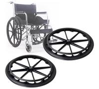 Wheelchair Caster 2 Pack Wheelchair Rear Wheel Replacement,Solid Polyurethane Wheel,Wheelchair Caster Assembly with Bearings and Handrim(24in)