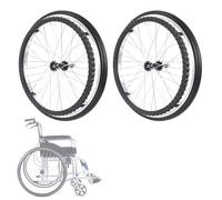 Wheelchair Caster 24 Inch Wheelchairer Wheels 2 Pcs,Aluminum Alloy Spoke Hub,Wheelchair Caster,Suitable for Many Types of Wheelchairs(Black)