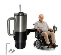 Wheelchair Cup Holder for Permobil Uni-Track,Secure T-Slot Mount,Includes Mounting Screws,Fits Secure Drink Carrier for 40oz Tumblers,Water Bottles & Coffee Mugs,Easy Install,Stable Movement