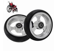 Wheelchair Front Wheel Assembly, 4/5 inch Replacement Parts for Sports Wheelchair Walker, Non-Pneumatic Solid Tire w/Aluminum Alloy Wheel Hub(125mm/5inch)