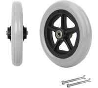 Wheelchair Front Wheels Replacement 2 Pcs Solid Front Wheel 6" 7" 8" Wheelchair Casters With 5/16 Inch Bearing Wear-Resistant And Non-Slip Wheel Replacement For Rollators, Walker,Grey,7Inch/17Cm