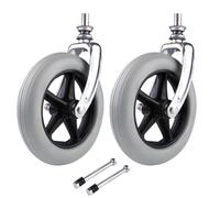 Wheelchair Front Wheels with Forks, 6inch/7inch/8inch Replacement Wheels for Wheelchairs,Front Castor Wheels Assembly for Manual Wheelchairs Rollator Walkers (2 PCS) (Color : Grey, Size : 15
