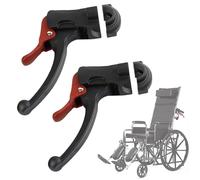 Wheelchair Hand Brake with Self-Locking Brake System, Attendant Wheel Lock Brake Levers Replacement, Fits 1" Tube, 1 Pair