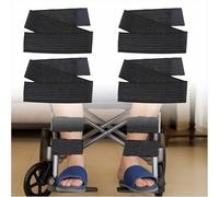 Wheelchair Leg Straps Med Restraints for Elderly Patients, Adjustable Seat Belt Foot Rest Straps, Support for Paralysis, Parkinson’s, Leg Spasms ((Black-B-4PCS))