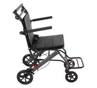 Wheelchair Lightweight Folding Compact Travel Transit Travel Chair with 270° Rotatable Armrests 100Kg Load Rising Footrest Lightweight Aluminum Frame for Adults Black Portable Mobility Aid