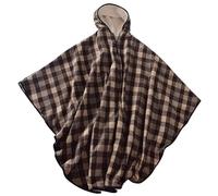 Wheelchair Poncho Warm Windproof Fleece-Lined Wheelchair Coat with Hood Ponchos Adult Checkered Winter Wheelchair Blanket for Women and Men