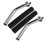 Wheelchair Push Handle Extender 24cm Steel Silver for Transport | One Set, Ergonomic Posture Support, Caregivers and Rehab Staff Use, Wheelchair Handle Covers Included