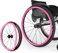Wheelchair Push Rim Covers, 20/22/24 Inch, 1 Pair Handrail for, Silicone Manual Cover,Yellow-24in(Pink,22in)