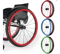 Wheelchair Push Rim Covers 24 Inch/22inch, Wear-Resistant Hand Push Ring Protective Cover Rear Wheel Grips Accessories(Red,22in)