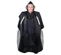 Wheelchair Rain Poncho Adult Full Body Coverage with Semi-Transparent Hood and Waterproof Zipper, Unisex Wheelchairs Rain Cape Protective Cover Windproof with Reflective Strips for Mobility Scooters
