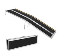Wheelchair Ramp 9FT/274cm, Folding Portable Aluminum Ramp with Transition Plate and Reflective Warning Stickers, 280kg Loading Capacity Non-Slip for Wheelchair Scooter Walker of Steps/Stairs/Doorways