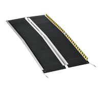 Wheelchair Ramp Black Aluminium Alloy 152x73.6cm Foldable 272KG Non-Slip Anchors