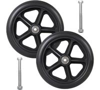Wheelchair Replacement Castor Wheels, Wheelchair Front Wheels Replacement 6 Inch 7 Inch 8 Inch, 2Pcs Bold Solid Black Casters, 5/16Inch Bearing, Wear-Resistant And Non-Slip, For,Black,8Inch(20Cm)