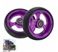 Wheelchair Replacement Front Wheel Casters 2Pcs, 5/16" (8 mm) Bearing, PU Solid Tire, Aluminum Alloy Wheelchair Accessory(4 inch)
