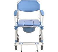 Wheelchair Rolling Commode Chair, Waterproof Shower Transport Chair with Locking Wheels and Padded Seat Rolling Commode Wheelchair, 330 Lbs Weight Capacity