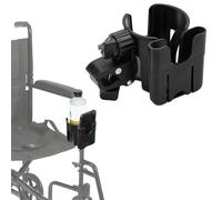 Wheelchair Scooter Rollator Cup Holder 2 in 1 Water Drink Bottle Holder and Phone Holder Adjustable 1 Pack (Black-B)