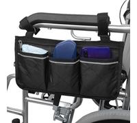 Wheelchair Side Bag with Pockets Mobility Aid Wheelchair Accessories Bag with Cup Holder and Reflective Strip for Most Wheelchairs, Walkers or Rollators
