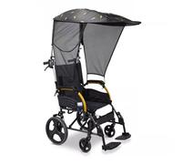 Wheelchair Sun and Rain Canopy Cover, Folding Sunshade Awning with Breathable Mesh, Fits Electric and Manual Wheelchairs with Handles
