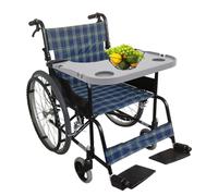 Wheelchair Table Tray, Removable Wheelchair Lap Tray with Cup Holder, Hook-Type Wheelchair Table Board for Adult Elderly Disabled Care, Fits Wheelchair Arms Spacing of 19.5-20.5in (Grey)