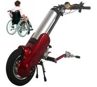 Wheelchair Traction Device 12 Inches Wheel Electric Drive Head,400W Pull,with 36V/15Ah Battery+Front Light+3 Speeds Adjustable,Handcycle Attachment,Middle-Red