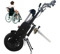 Wheelchair Traction Device 12 Inches Wheel Electric Drive Head,400W Pull,with 36V/15Ah Battery+Front Light+3 Speeds Adjustable,Handcycle Attachment,Middle-Black