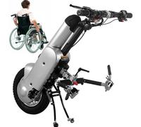 Wheelchair Traction Device 12 Inches Wheel Electric Drive Head,400W Pull,with 36V/15Ah Battery+Front Light+3 Speeds Adjustable,Handcycle Attachment,Middle-Silver