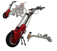 Wheelchair Traction Device 12Inch Pull, 400W Handcycle Front Drive Accessories, Electric Conversion Kit with Front Light, 36V 15 Ah Battery, 30 Km/H Max, Cruising Range: 35Km,Red A